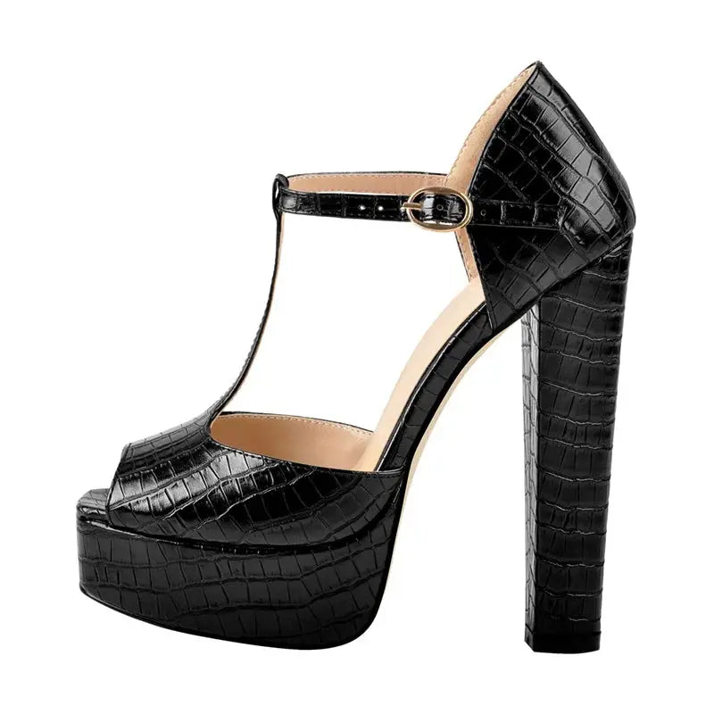 Platform Black Chunky High Heels Dika Studio