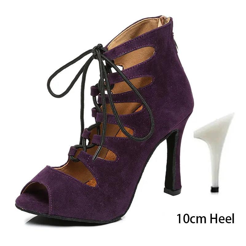 Red suede ankle strap heel