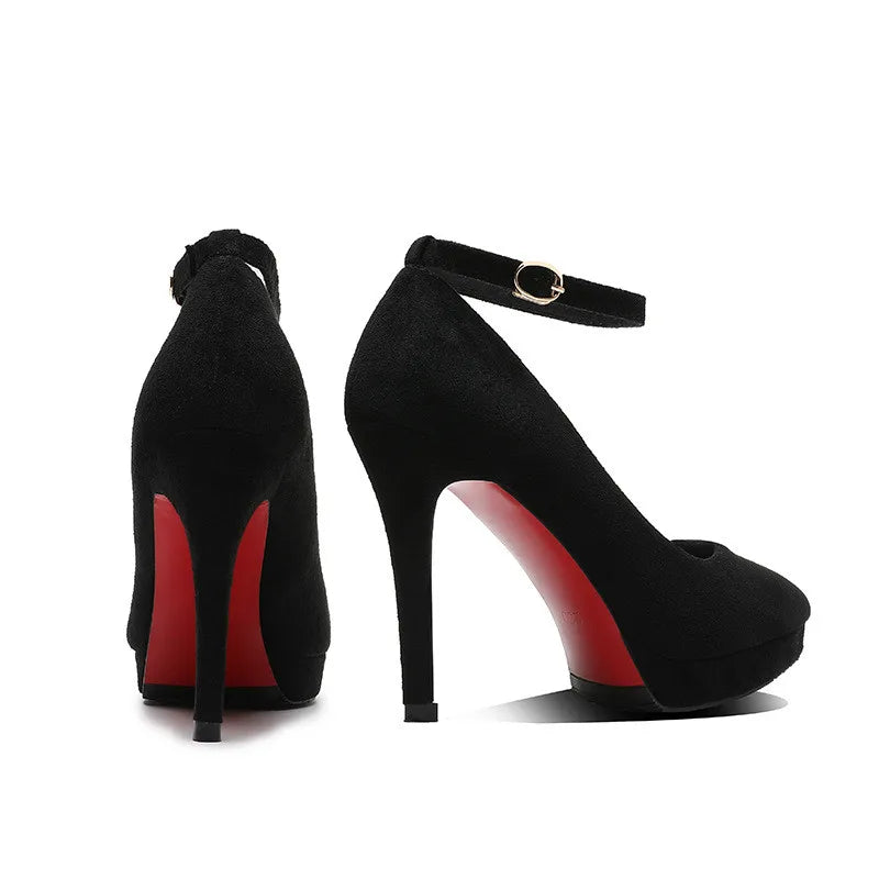 Pump ankle strap pump black high heel