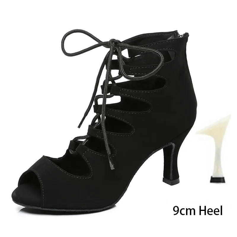 Red suede ankle strap heel