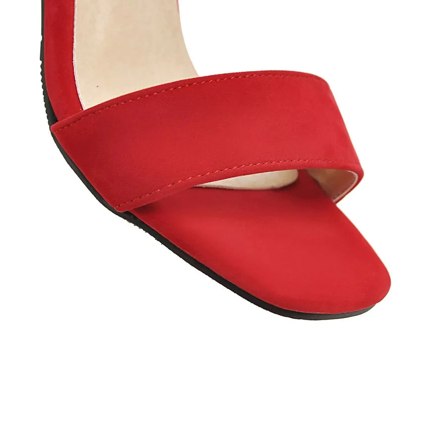 Grey suede ankle strap heel