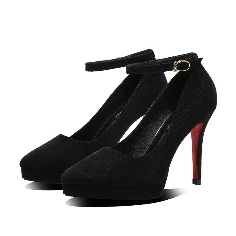 Pump ankle strap pump black high heel