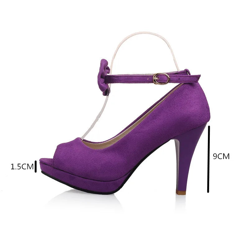 Lavender ankle strap heel