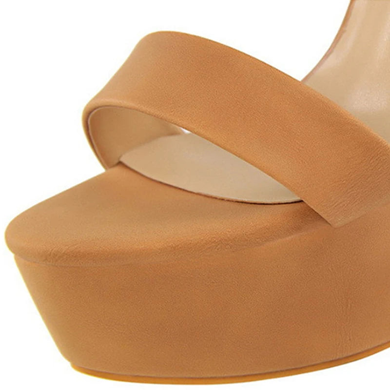 Ankle strap chunky platform heel