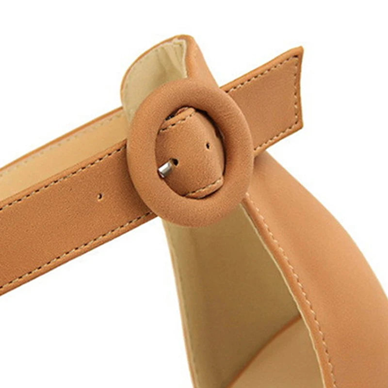 Ankle strap chunky platform heel