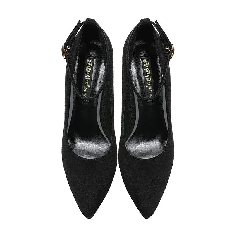 Pump ankle strap pump black high heel