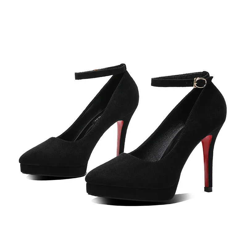 Pump ankle strap pump black high heel