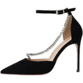 Black heel with diamond ankle strap