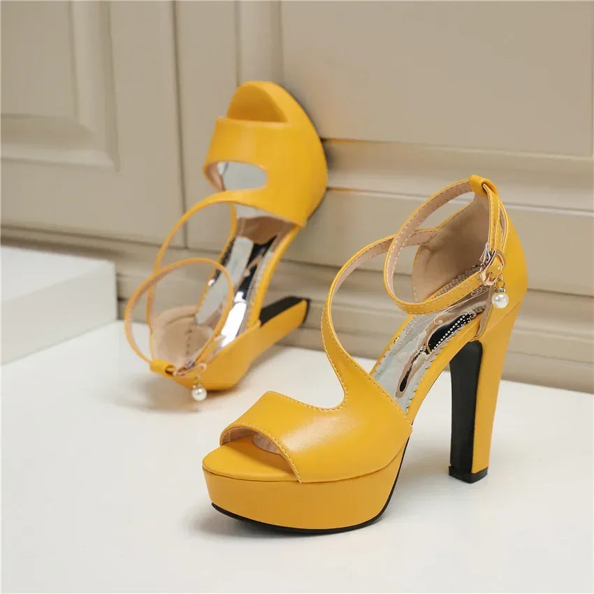Yellow ankle strap heel