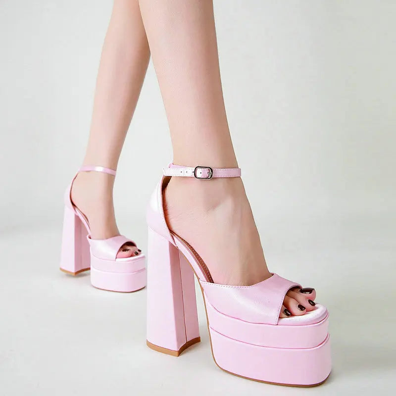 Pink heel with ankle strap