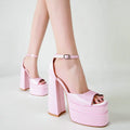 Pink heel with ankle strap