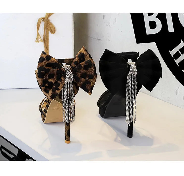 Leopard print ankle strap heel