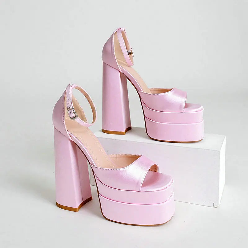 Pink heel with ankle strap
