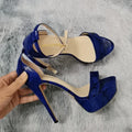Cobalt blue ankle strap heel