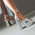 Metallic gold ankle strap heel