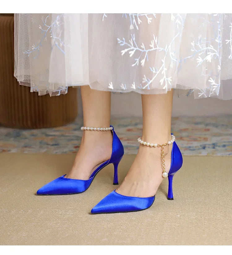 Teal ankle strap heel