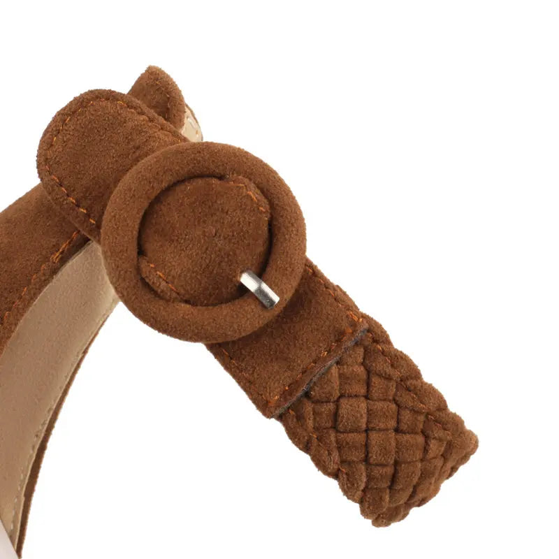 Braided heel with ankle strap