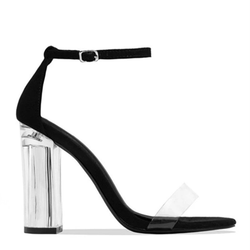 Ankle strap heel perspex