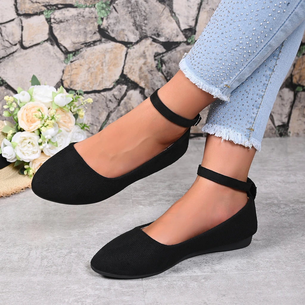 Flat ballerina  shoes with ankle strap