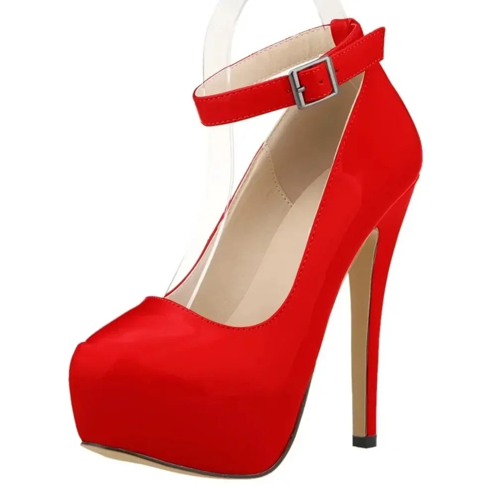 Closed toe ankle strap high heel