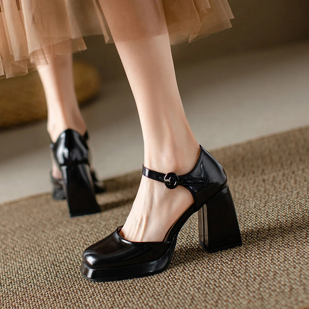 Ankle strap pump block heel