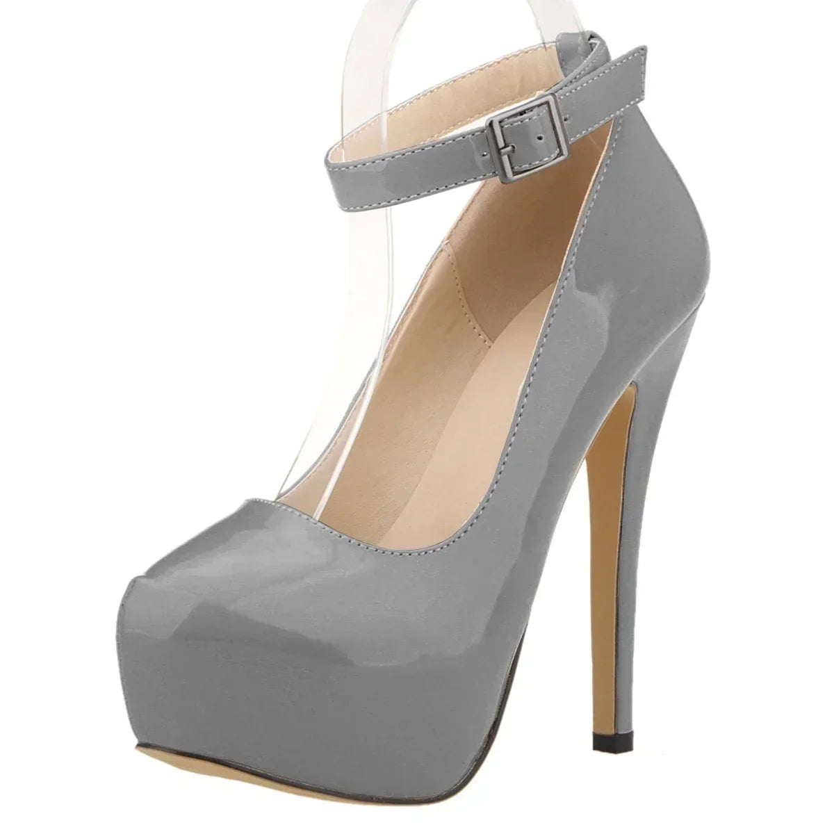 Closed toe ankle strap high heel