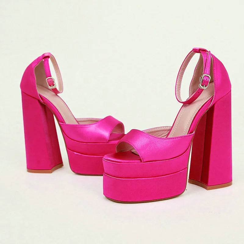 Pink heel with ankle strap