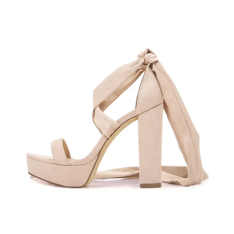 Ribbon ankle strap heel