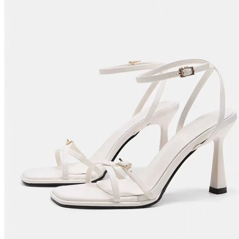 2 inch black ankle strap heel