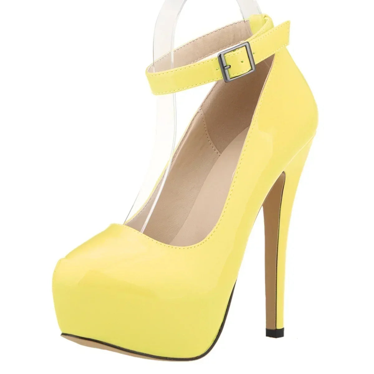 Closed toe ankle strap high heel