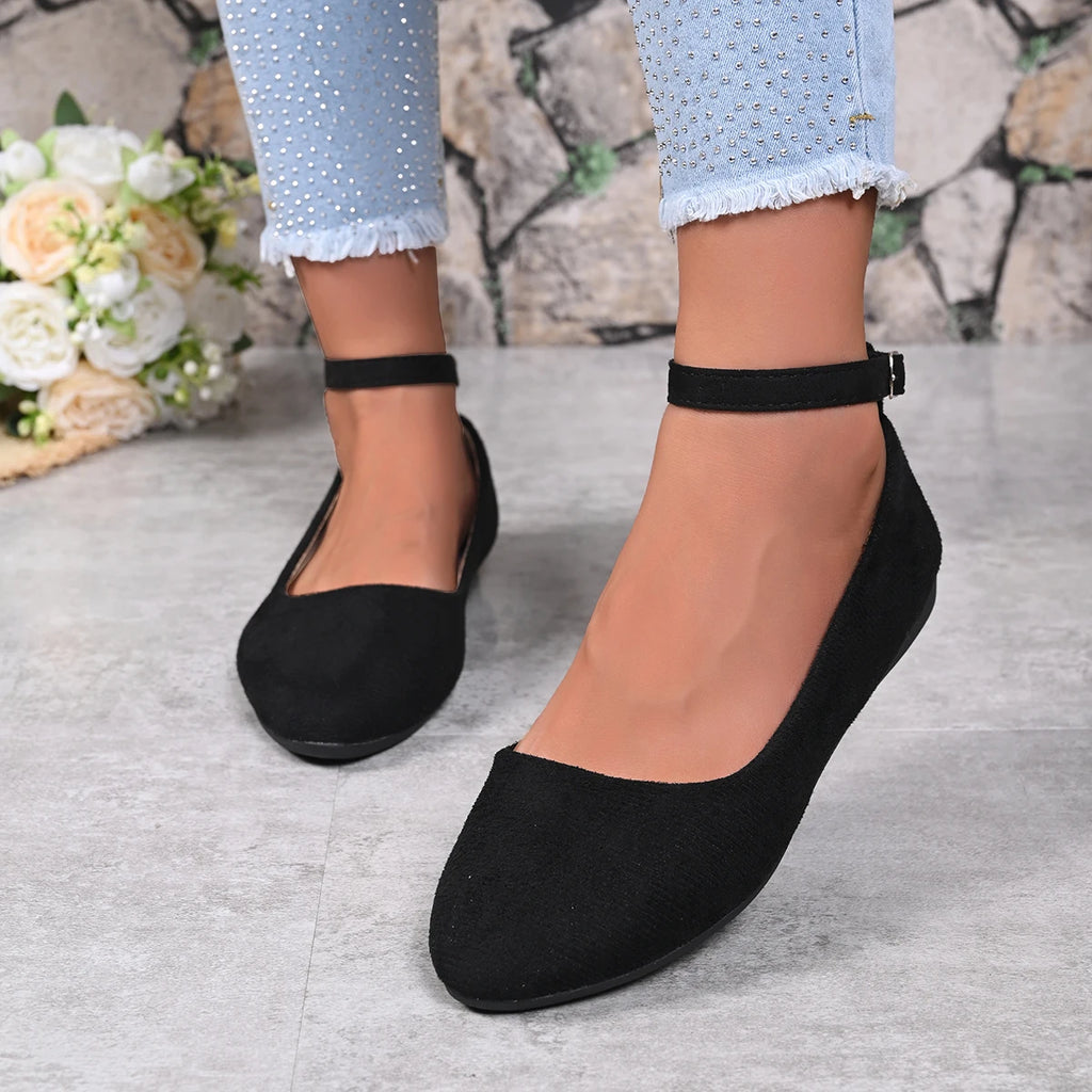 Flat ballerina  shoes with ankle strap