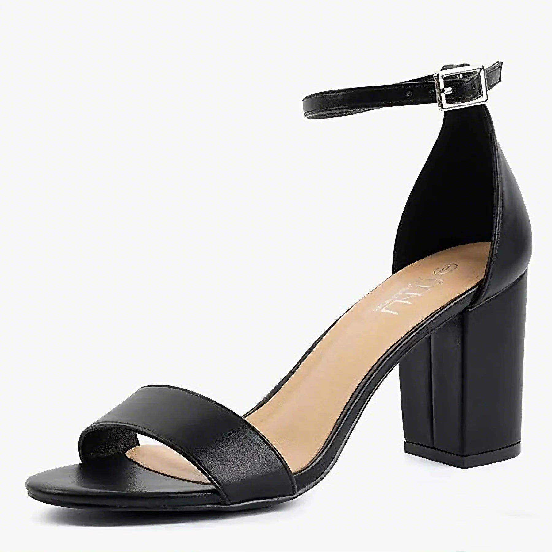 Open toe ankle strap chunky heel