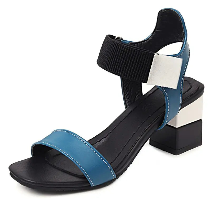 Elastic ankle strap heel