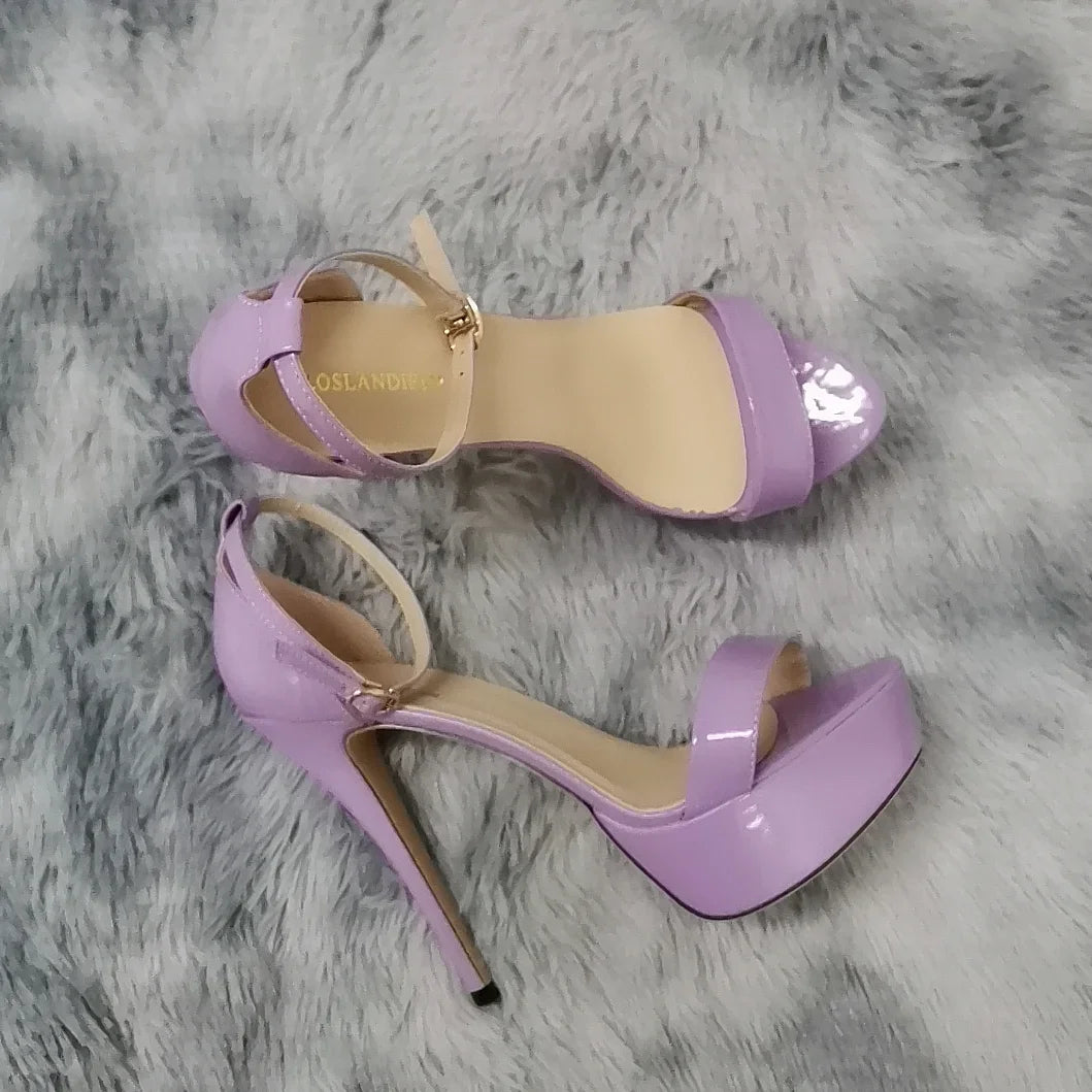 Pink ankle strap high heel