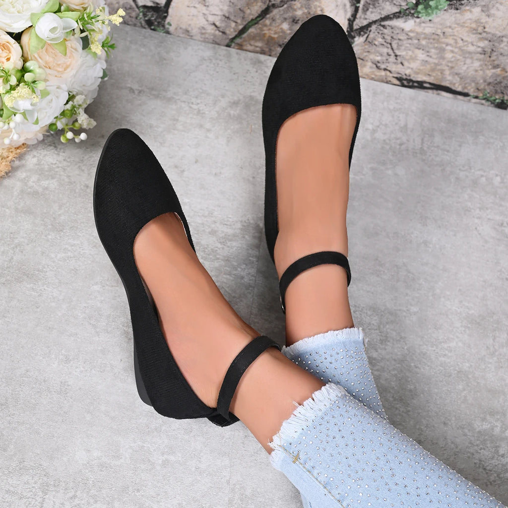 Flat ballerina  shoes with ankle strap