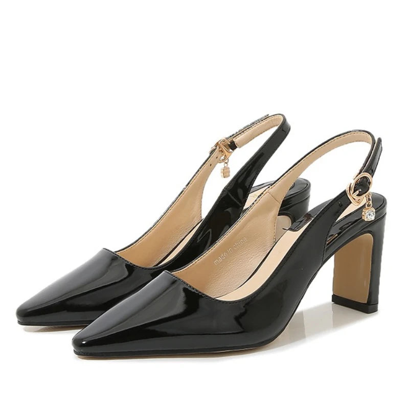 Red satin ankle strap heel