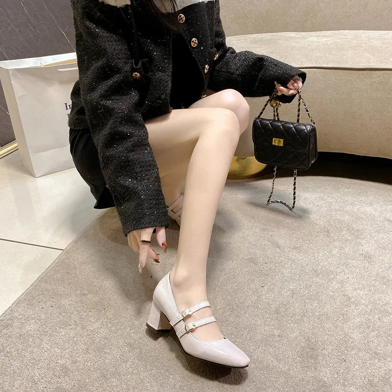Double ankle strap heel