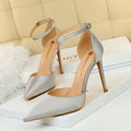 Nude heel with ankle strap closed toe