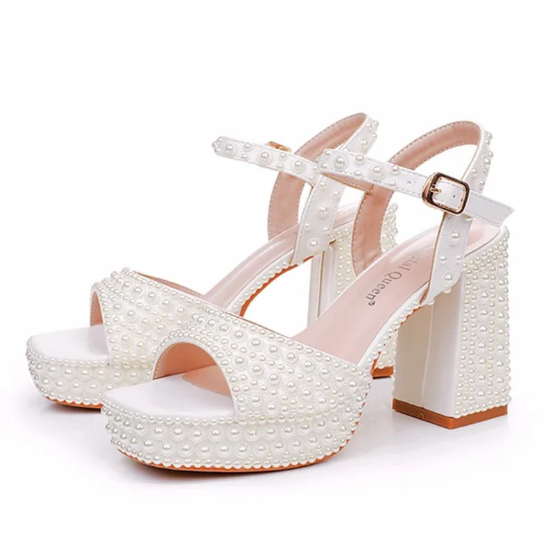 Pearl ankle strap heel