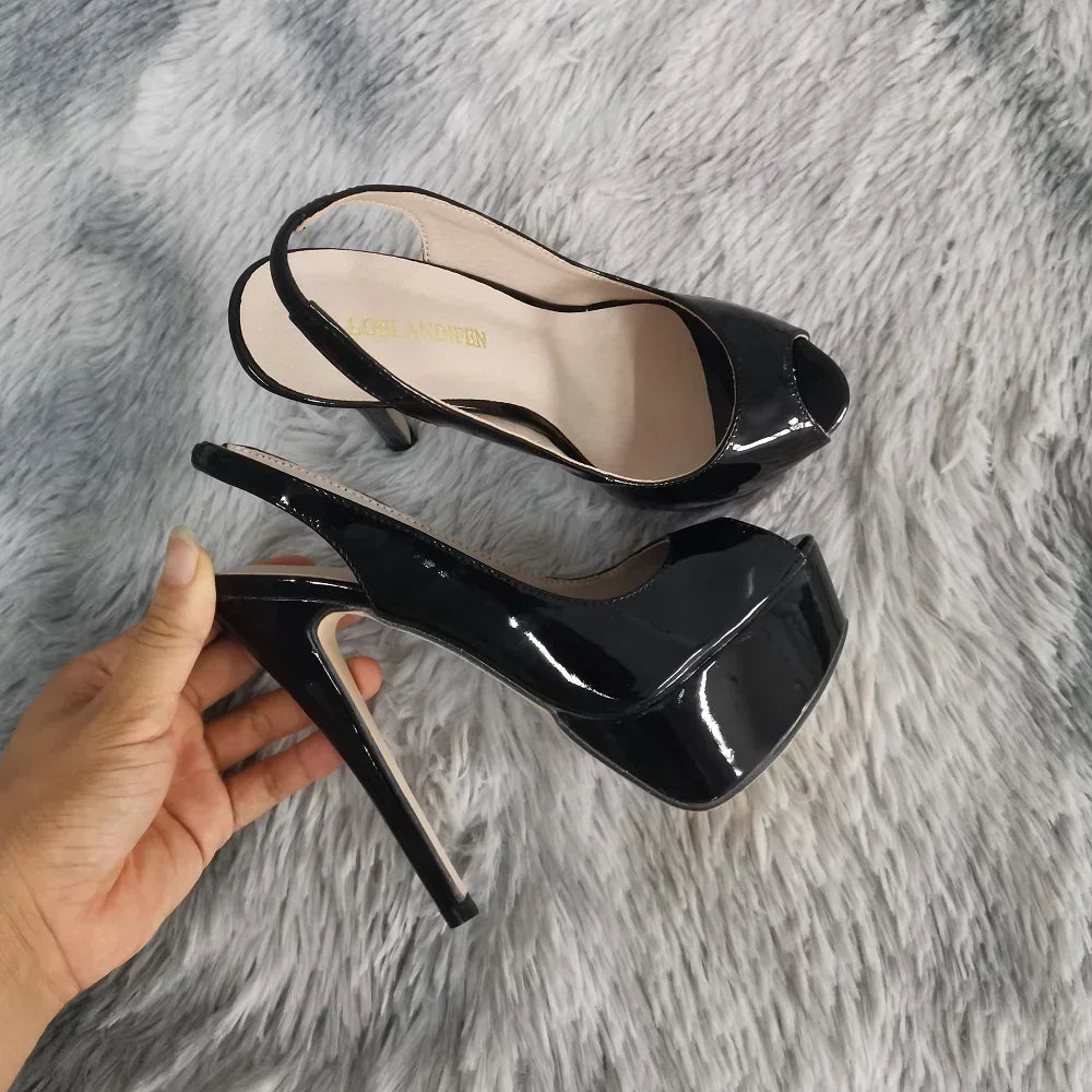 Ankle strap stiletto heel