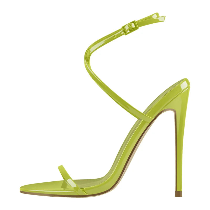 Lime green ankle strap heel