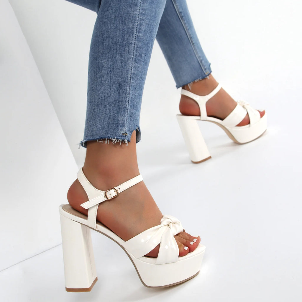 Off white ankle strap heel