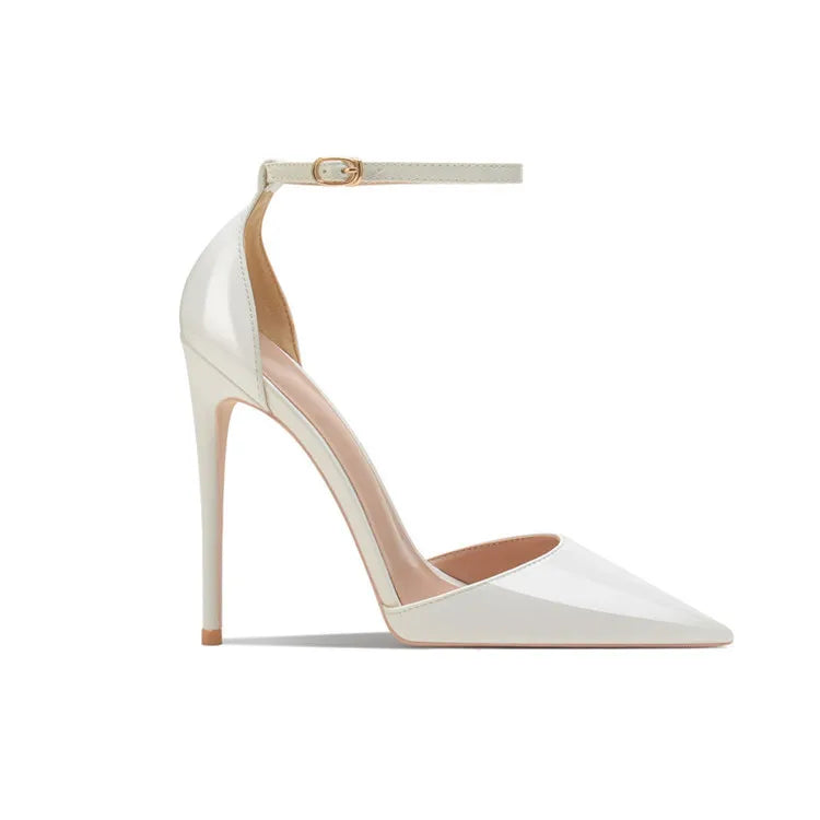 Pointed toe ankle strap heel