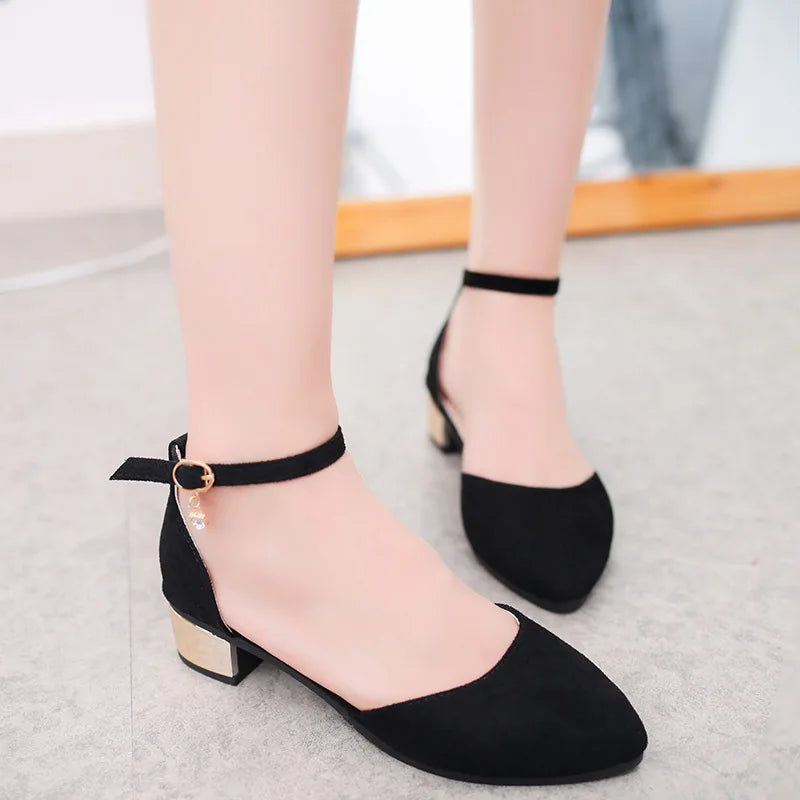 Black ballet flat ankle strap