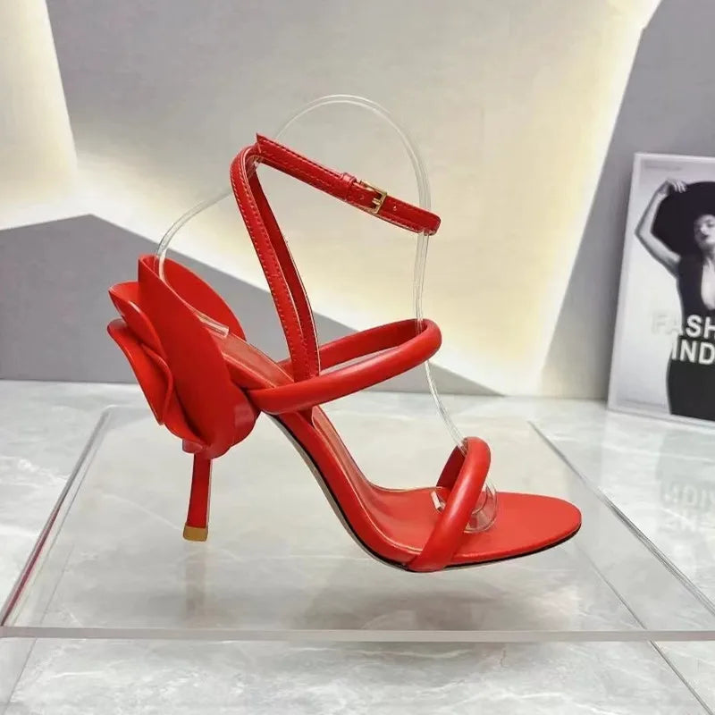 Silver metallic ankle ankle strap heel