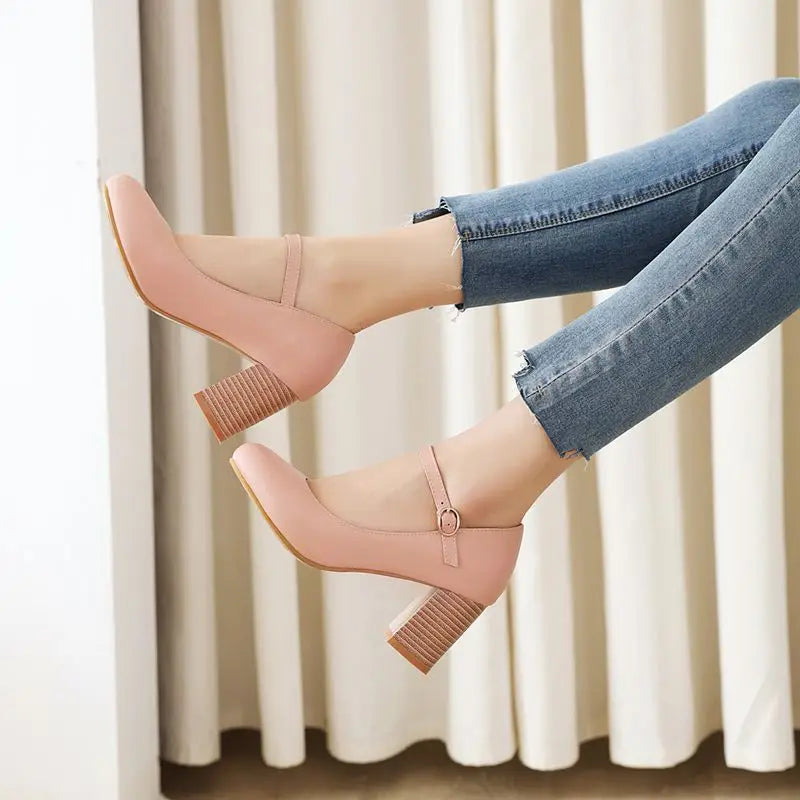 Beige closed toe with ankle strap heel