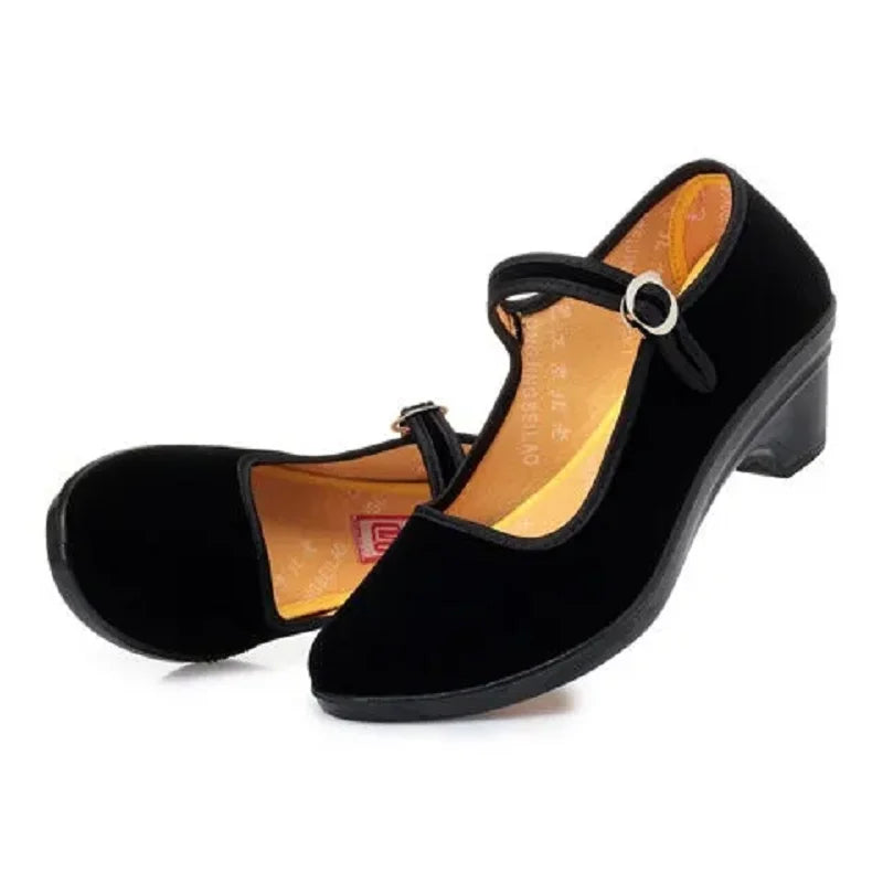 Ankle strap heel flat