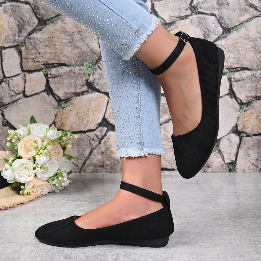 Flat ballerina  shoes with ankle strap