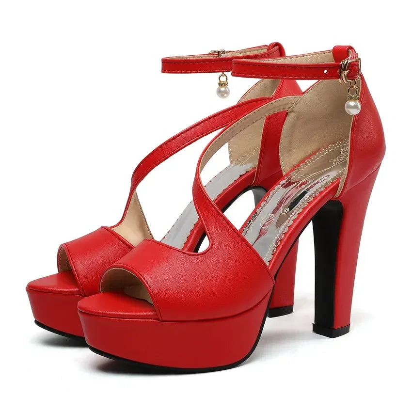 Yellow ankle strap heel