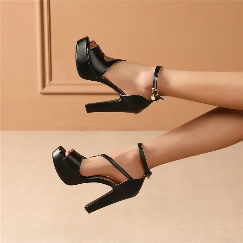 Yellow ankle strap heel